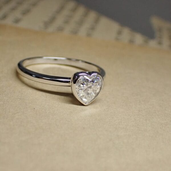 1.50Ct White Heart Cut Bezel Set Engagement Proposal Ring | Romantic Valentine’s Day Gift Jewelry For Her