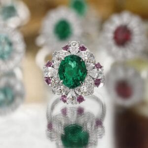 2.40Ct Green Oval Cut Halo Ring | Elegant Bridesmaid Wedding Jewelry | Special Occasion Gift for Her