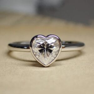 1.50Ct White Heart Cut Bezel Set Engagement Proposal Ring | Romantic Valentine’s Day Gift Jewelry For Her