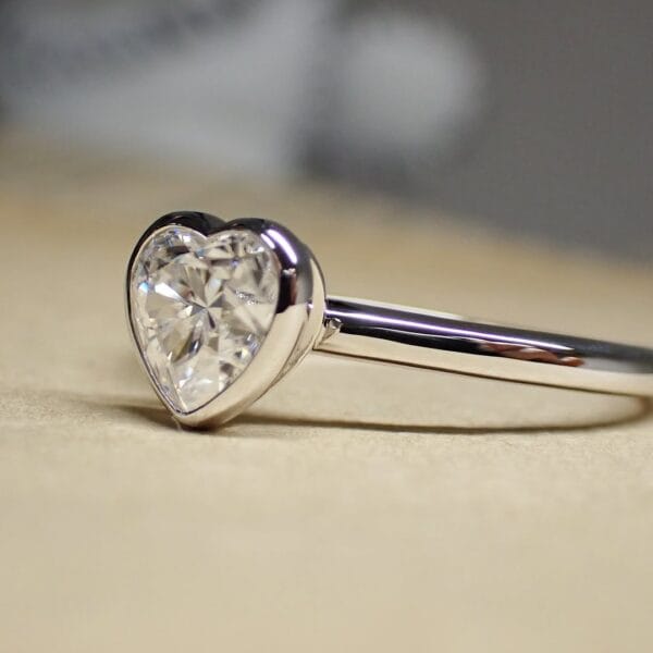1.50Ct White Heart Cut Bezel Set Engagement Proposal Ring | Romantic Valentine’s Day Gift Jewelry For Her
